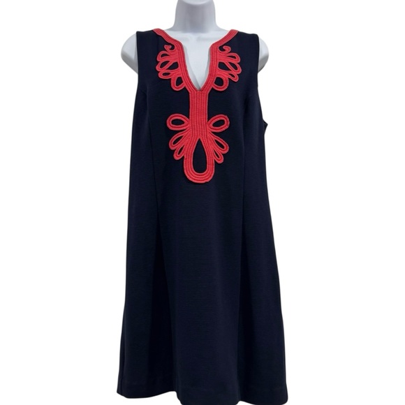 Lilly Pulitzer Womens Janice Sleeveless Dress Navy & Coral Hard to Find Size XL - Picture 2 of 14
